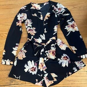 Floral Shorts Romper with Belt Size 4